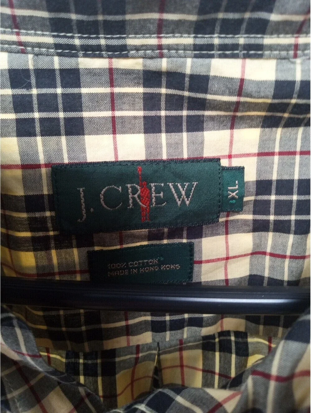 J. Crew Shirt Men's XL Yellow Tartan Plaid Preppy Vibrant Button Up Casual
